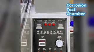 Test di resistenza alla corrosione in camera di prova in nebbia salina.