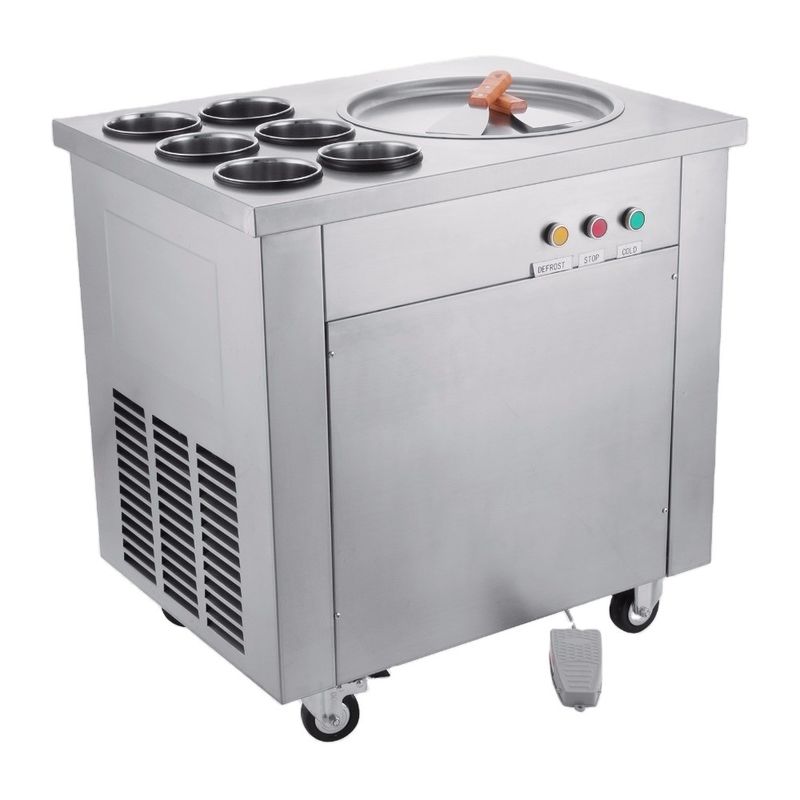 Macchina di frittura commerciale congelata del gelato con 2 pentole piane ed acciaio inossidabile importato Fried Ice Cream Roll del compressore